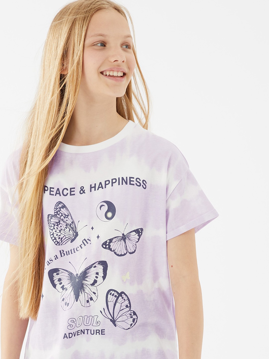 

Marks & Spencer Girls White & Purple Printed T-shirt