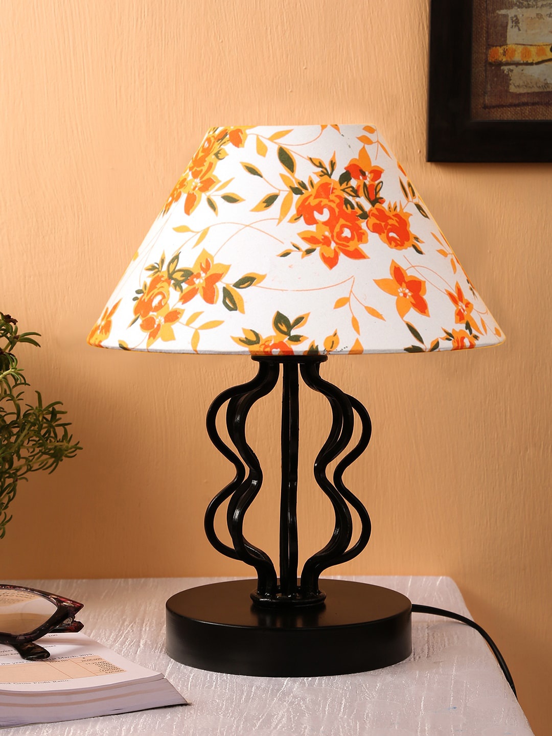

Devansh Orange & White Printed Table Lamp