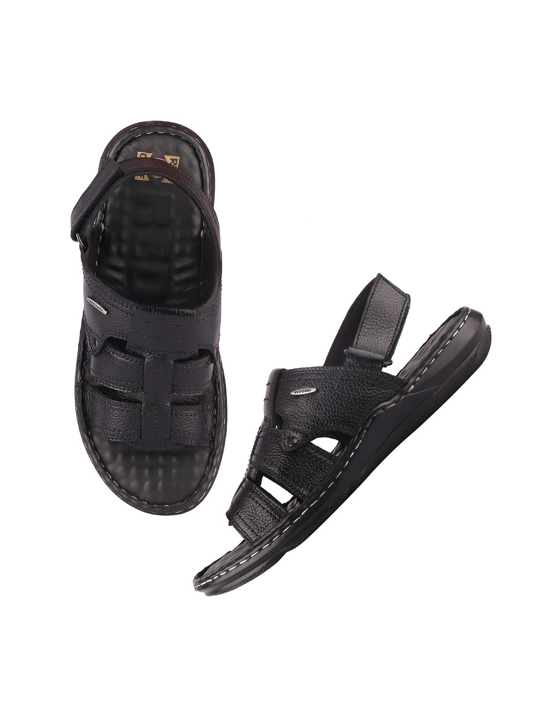 

Red Chief Men Black Leather Comfort Sandals