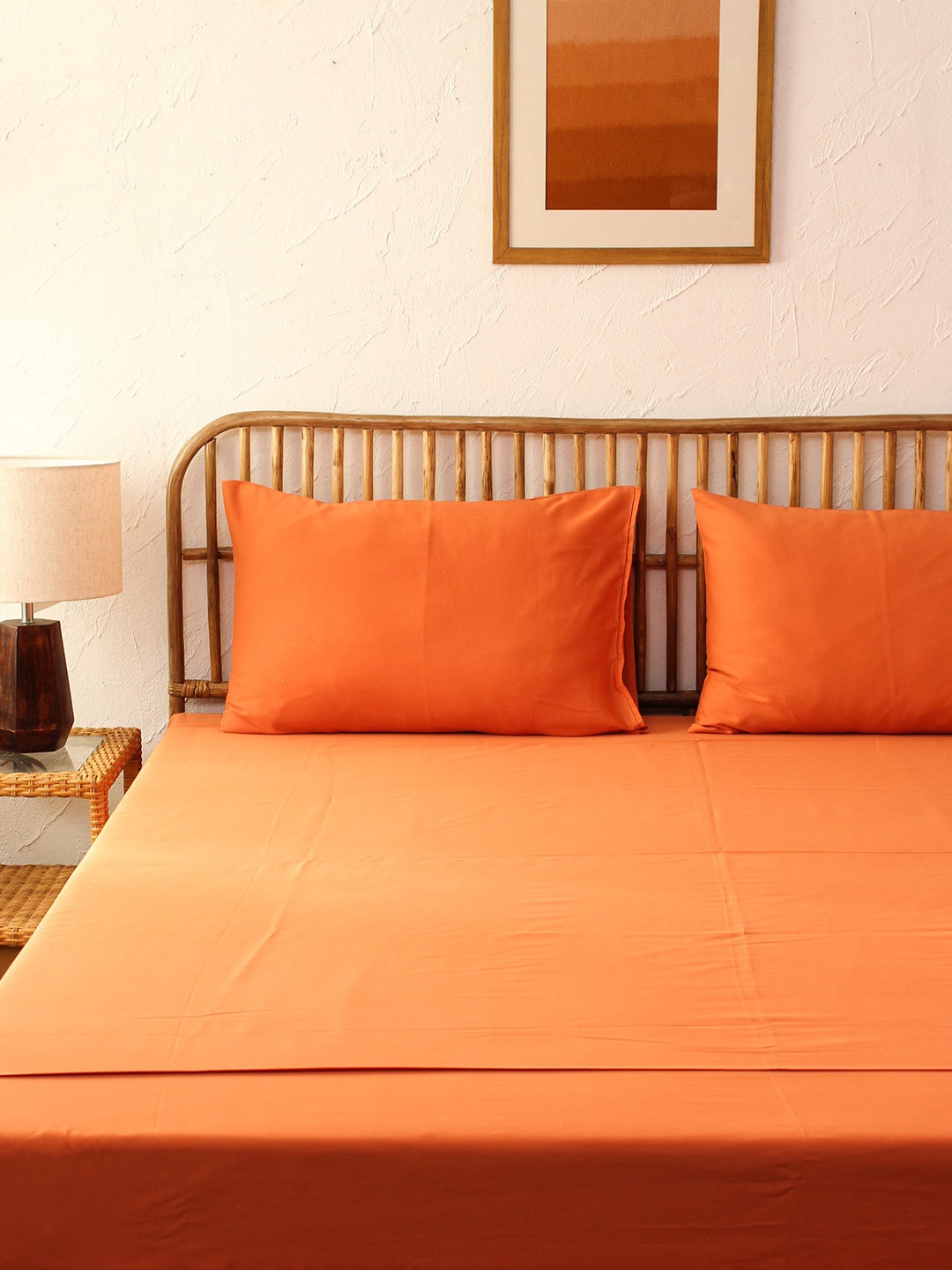 

House This Rust Solid Pure Cotton 180 TC Queen Bedsheet With 2 Pillow Covers