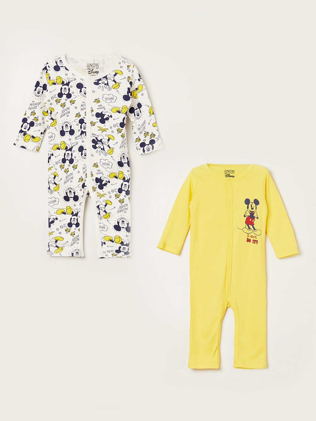 

Juniors by Lifestyle Infant Boys Pack Of 2 Printed Pure Cotton Rompers, White