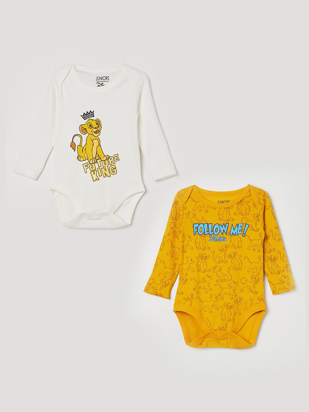 

Juniors by Lifestyle Infant Boys Pack of 2 Simba Printed Cotton Bodysuits, Mustard