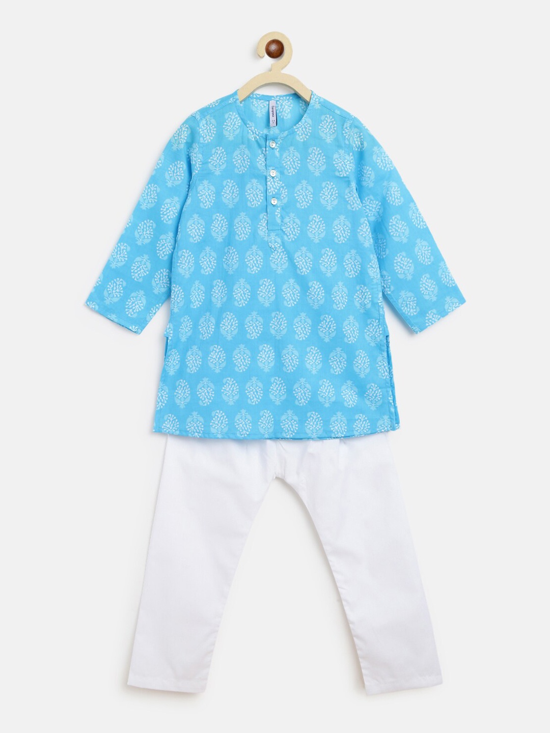 

Campana Boys Blue Ethnic Motifs Printed Pure Cotton Kurta with Pyjamas