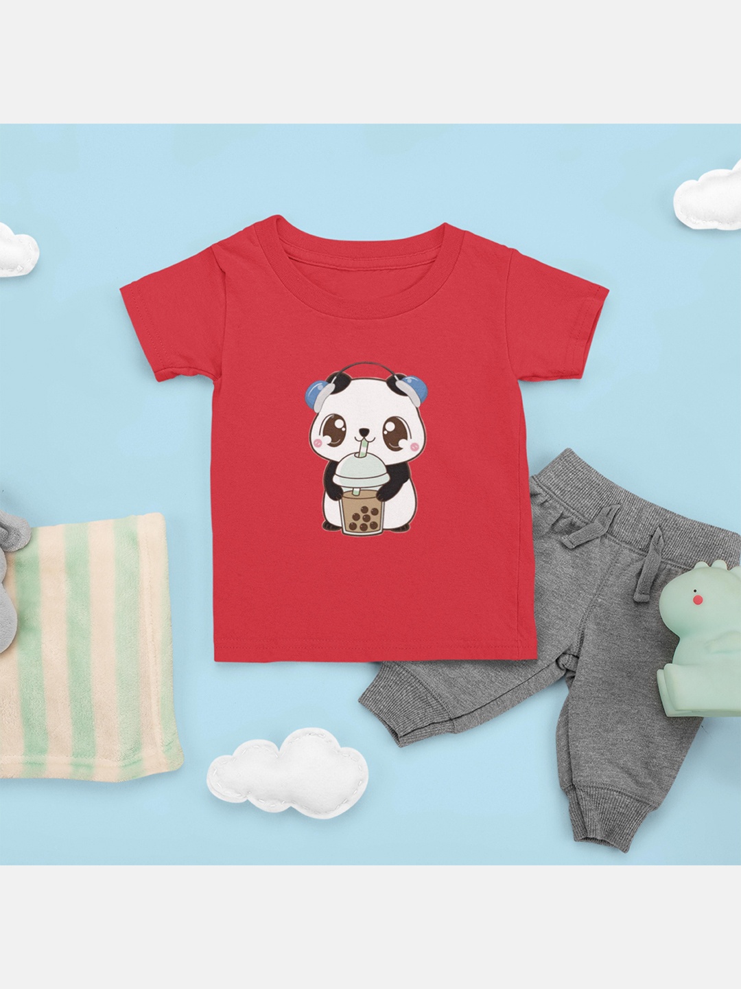 

MA Baby Kids Red Panda Printed Pure Cotton Bio Finish T-shirt