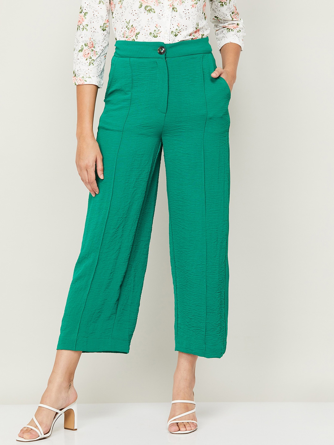 

CODE by Lifestyle Women Green High-Rise Culottes Trousers