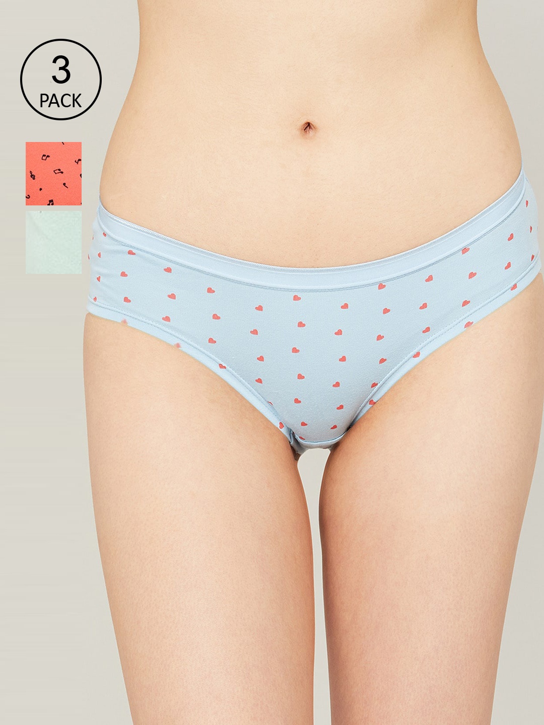 

Ginger by Lifestyle Women Pack Of 3 Printed Cotton Briefs, Green