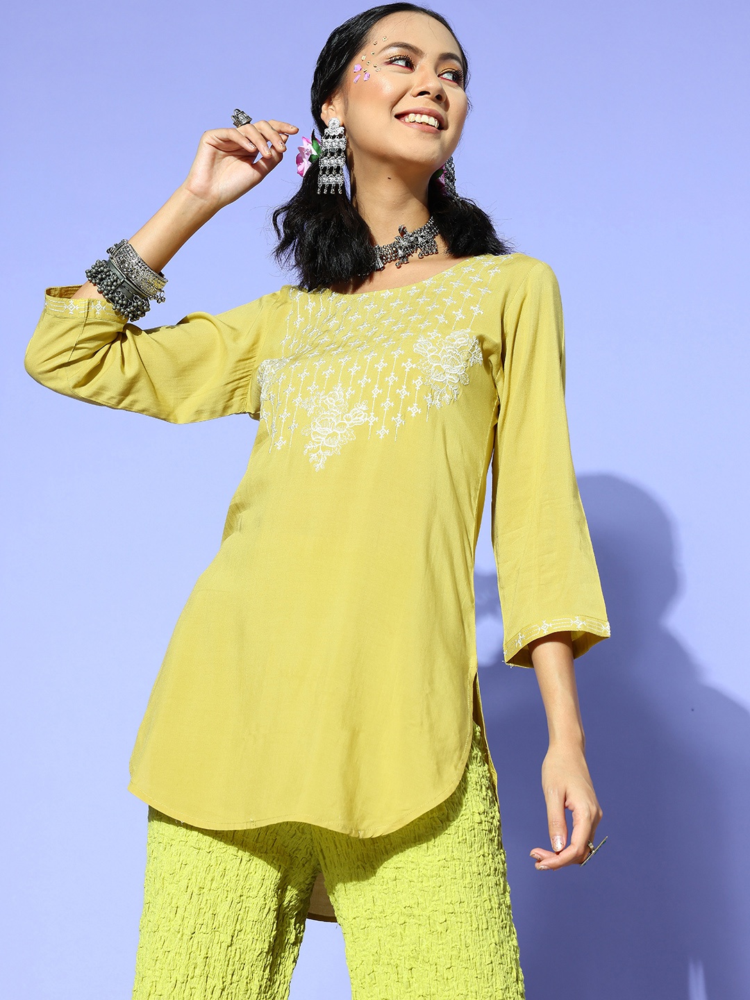 

ZOLA Women Gorgeous Green Embroidered Indie Gal Tunic