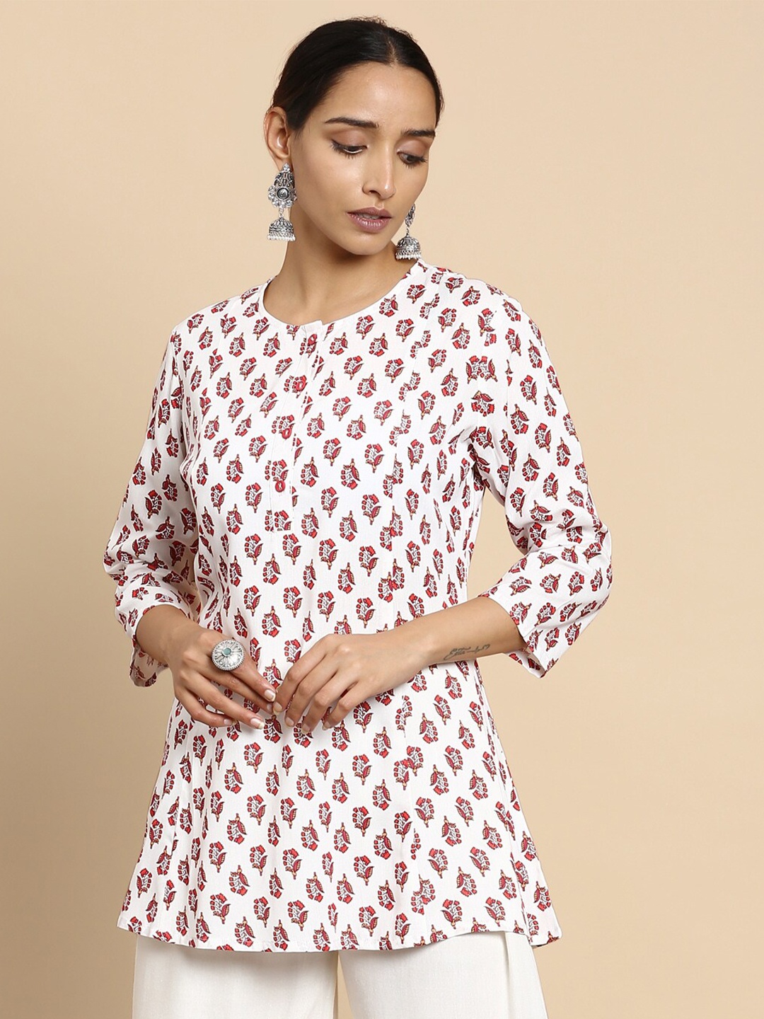 

Soch Women Off White & Red Printed Tunic