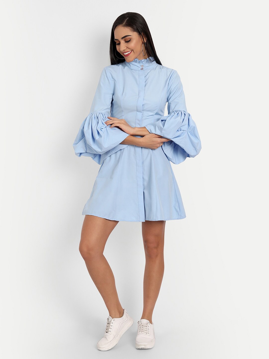

ESSQUE Blue & peach bloom Shirt Dress