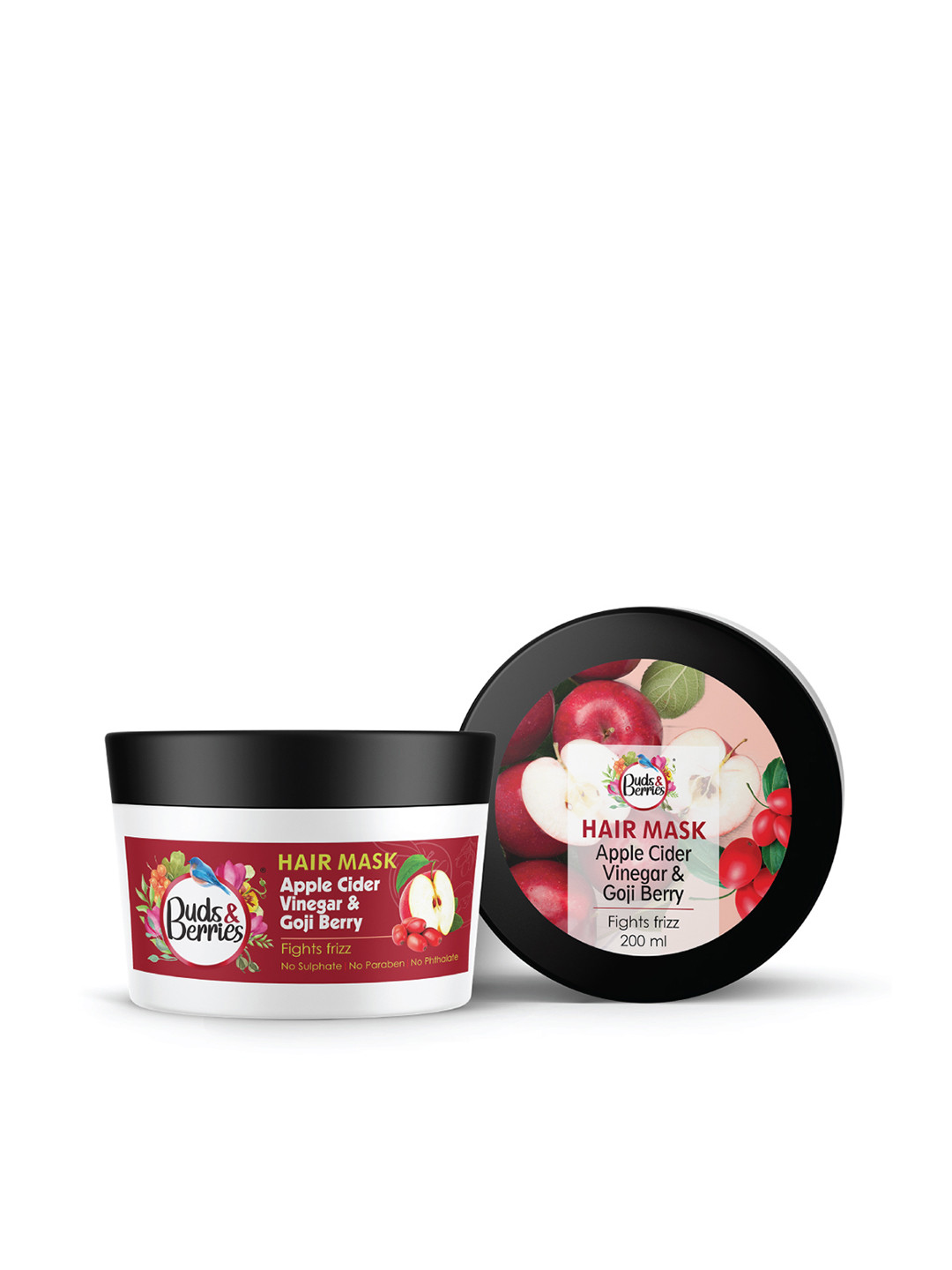 

Buds & Berries Apple Cider Vinegar & Gojiberry Anti-Frizz Conditioner Hair Mask - 200 ml, Red