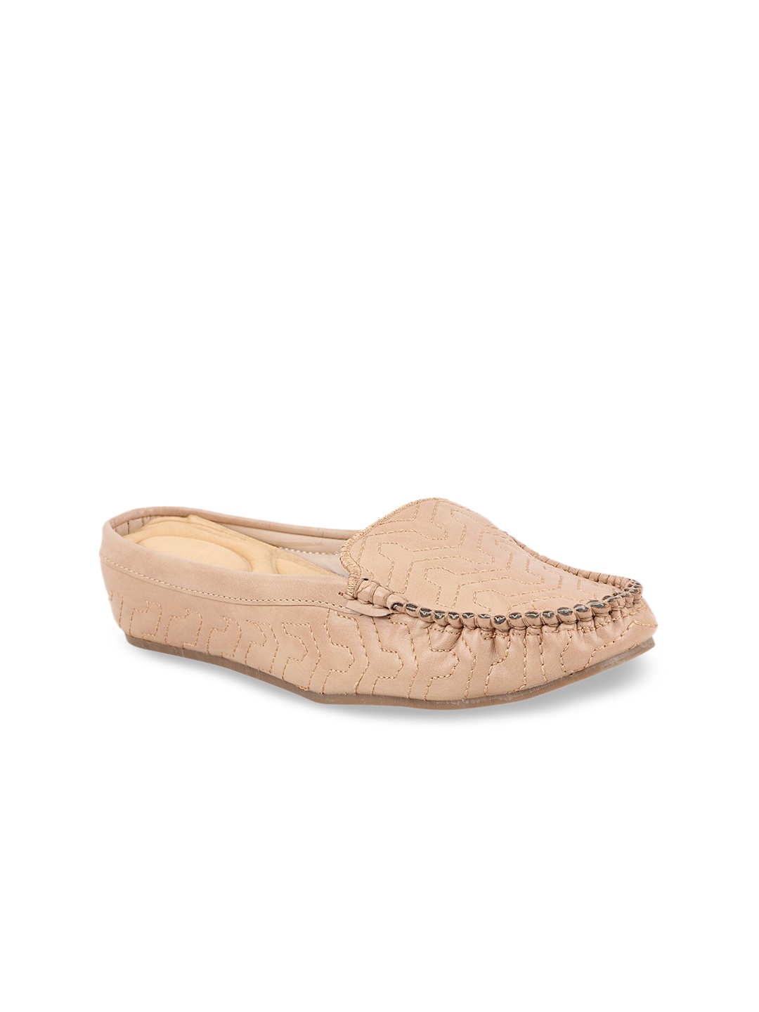 

THE WHITE POLE Women Beige Patent Leather Loafers