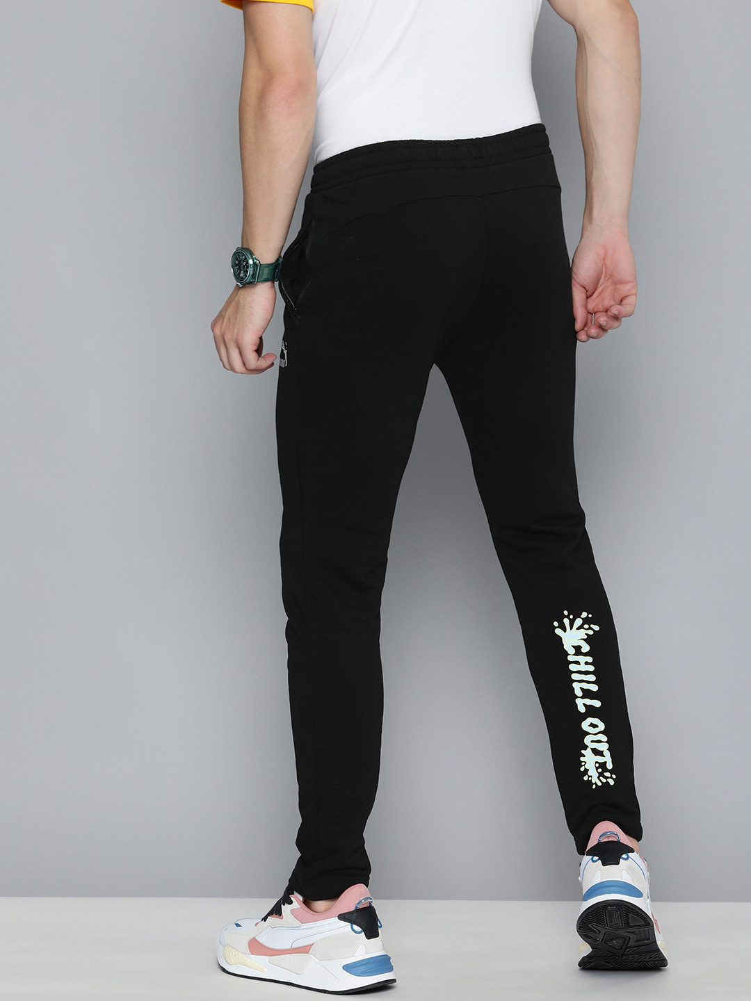 

Puma Men Brand Logo Printed Summer Squeeze Slim Fit Track Pants, Black