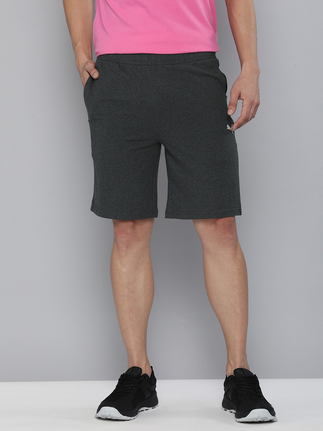 

Puma Men Regular Fit Brand Logo Printed Slim Fit Shorts, Grey