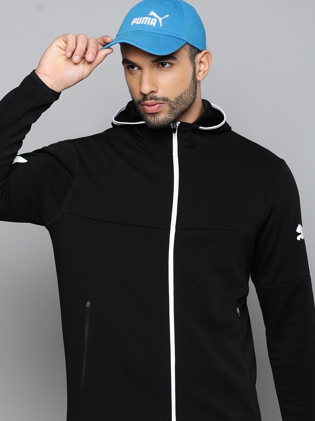 

Puma Men Black Power Cat FZ Hoodie Regular Fit Sporty Jacket