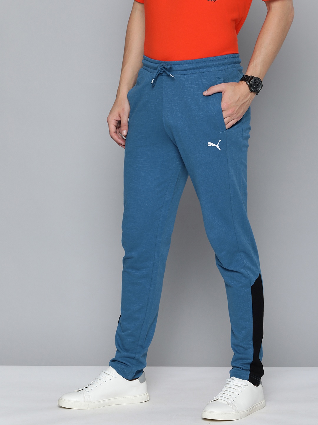 

Puma Men Blue Slub Side Striped Slim Fit Track Pants