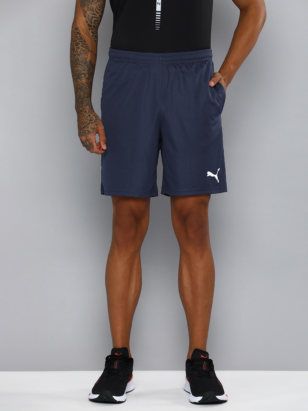 

Puma Men Navy Blue dryCELL Team Rise Training Football Sports Shorts