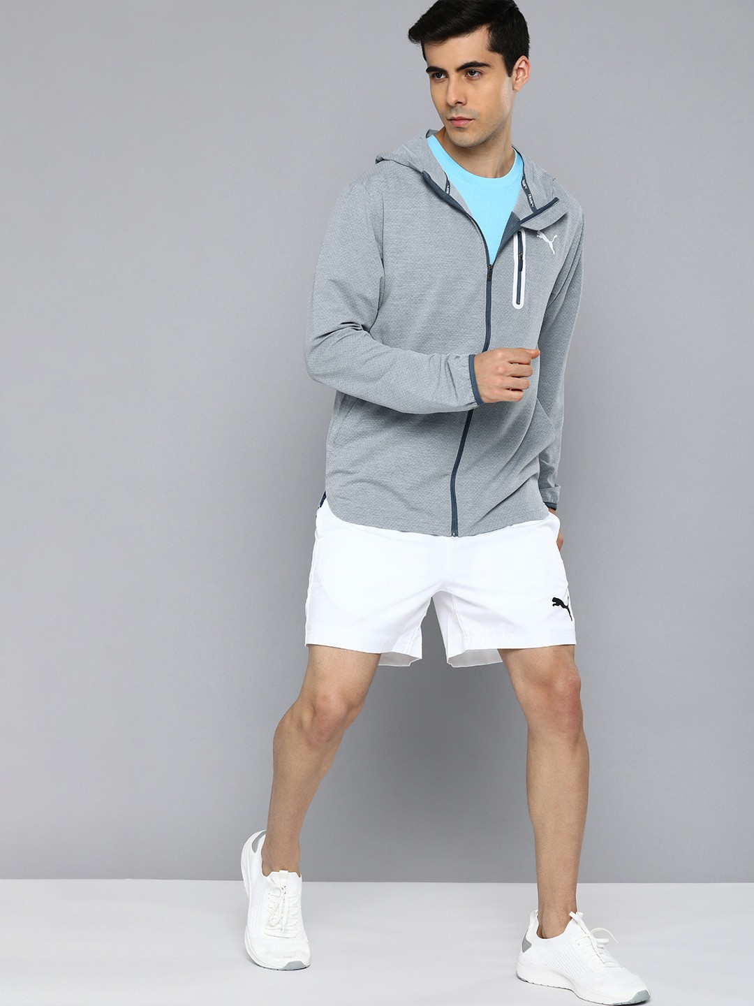 

Puma Men Grey Printed dryCELL Hooded Training Sporty Jacket