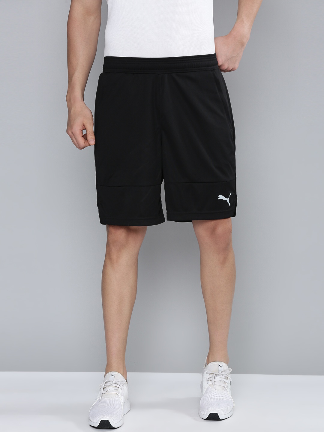 

Puma Men Black Solid Mid-Rise Training Sports Shorts