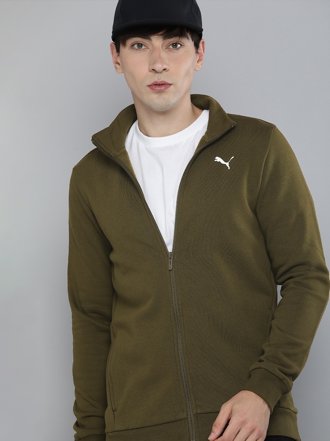 

Puma Men Olive Full-Zip Slim Fit Sporty Jacket