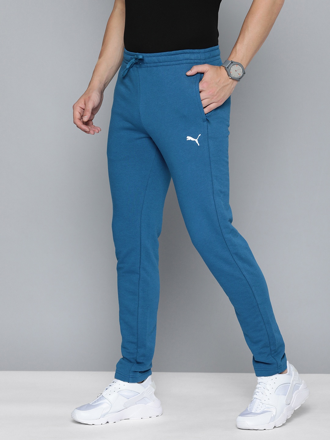 

Puma Men Teal Blue Zippered Knitted Slim Fit Track Pants