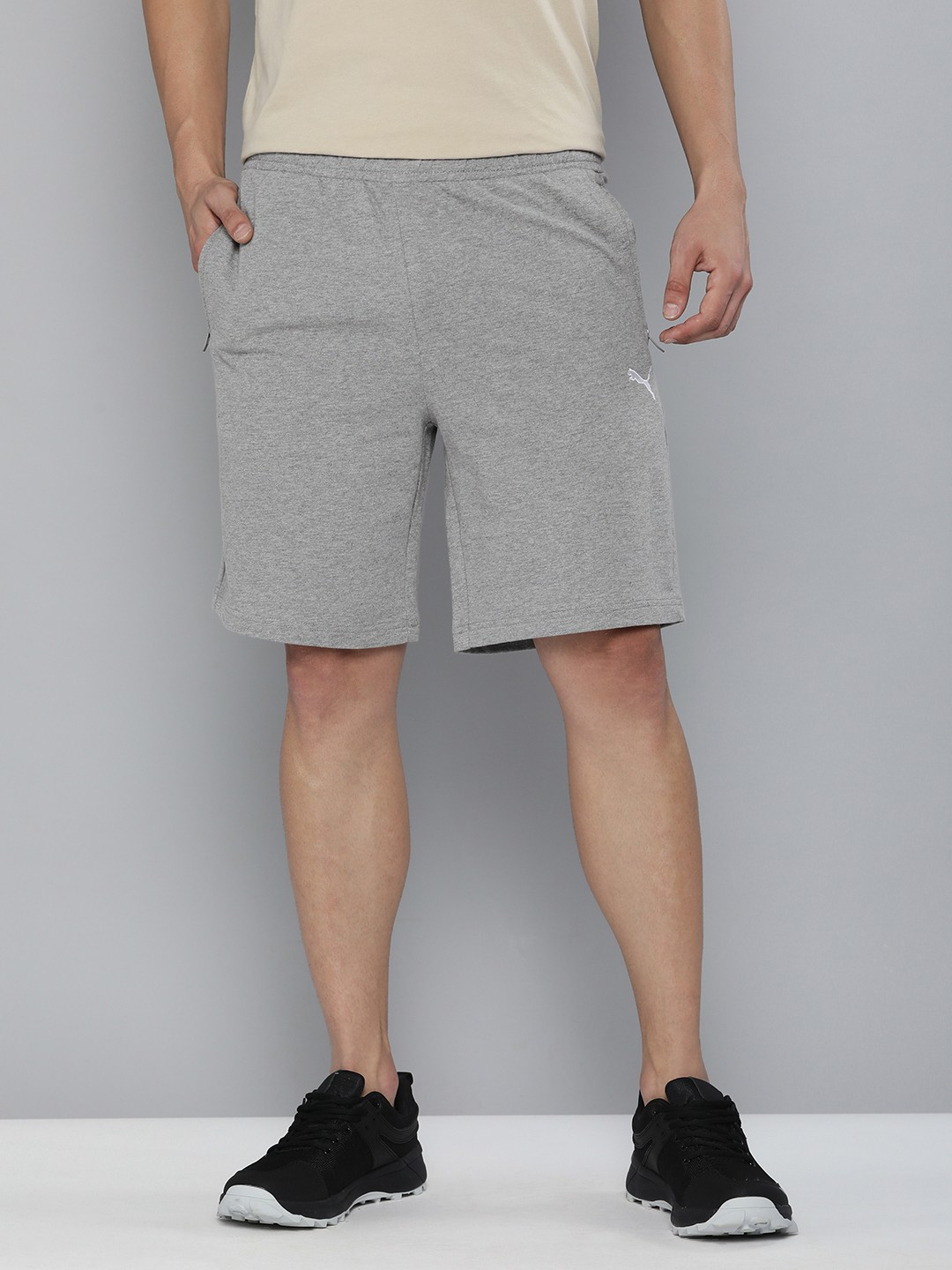 

Puma Men Grey Brand Logo Printed Slim Fit Sports Shorts