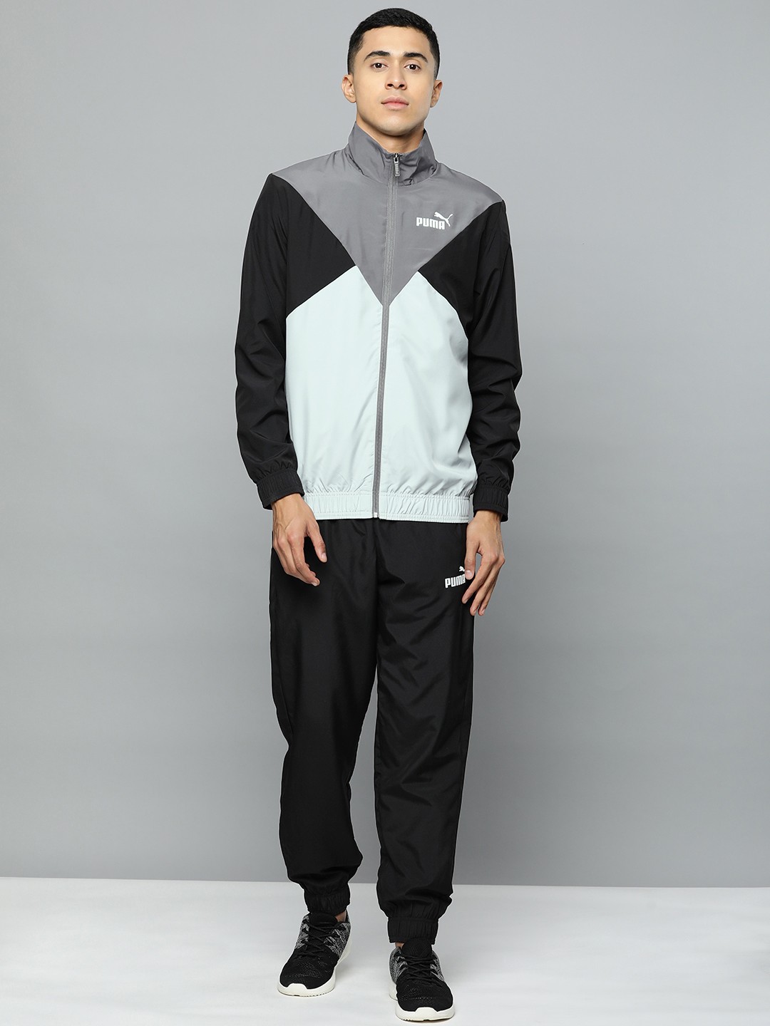 

Puma Men Regular Fit Colourblocked Woven Tracksuit, Black