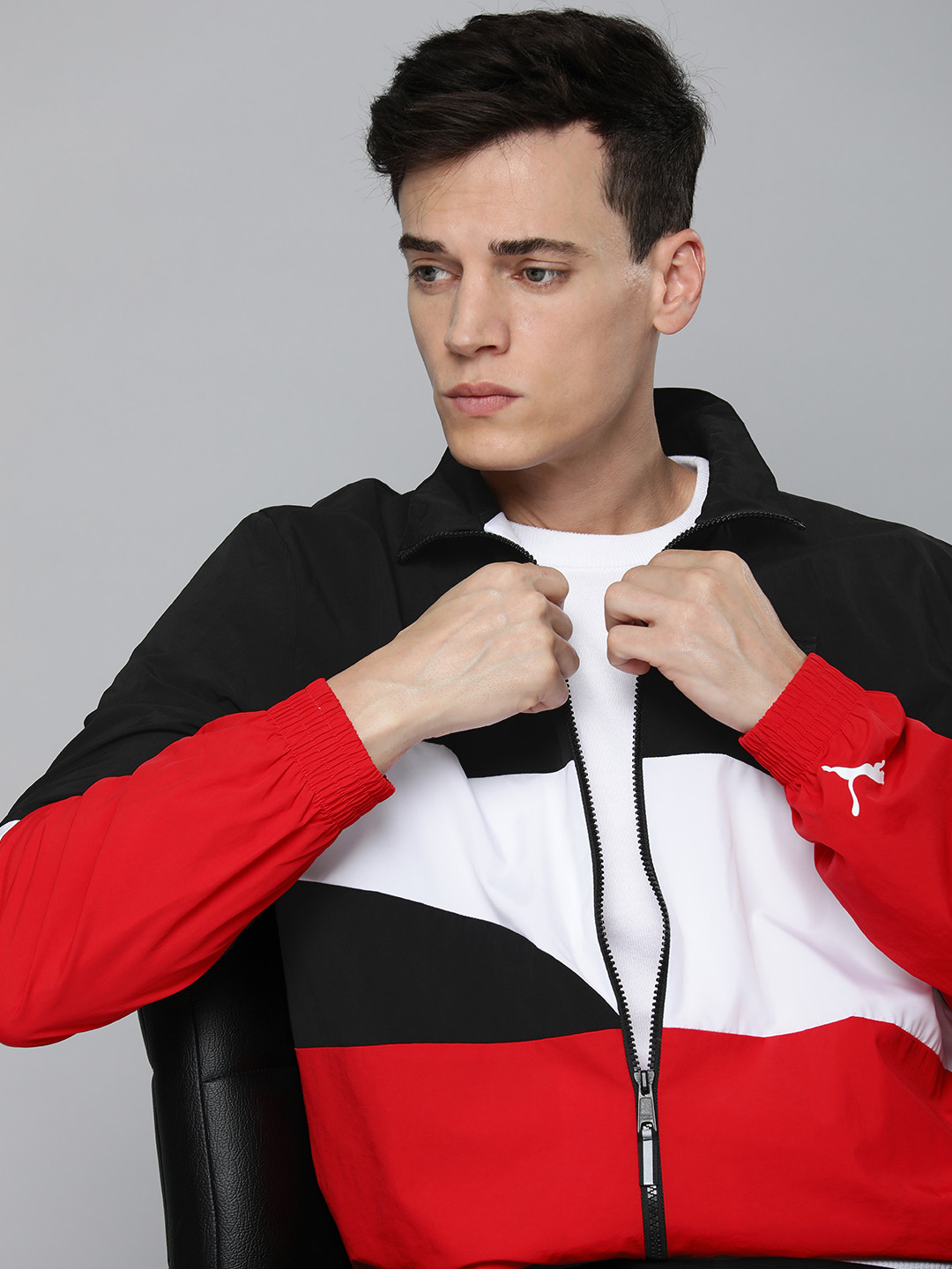 

Puma Men Black Red Colourblocked Outdoor Sporty Jacket