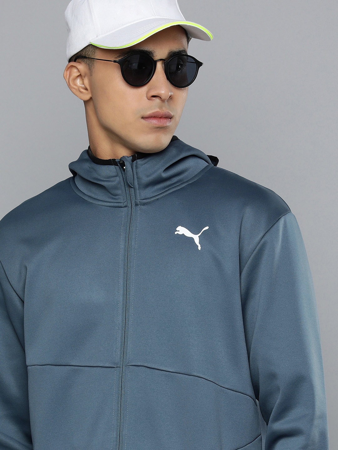 

Puma Men Blue Brand Logo TRAIN ALL DAY PWRFLEECE FZ Sporty Jacket