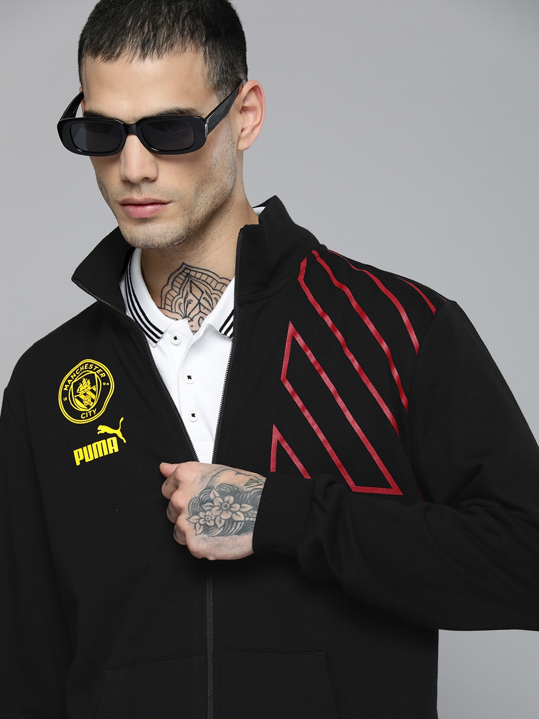 

Puma Men Black Brand Logo Manchester City Outdoor Sporty Jacket