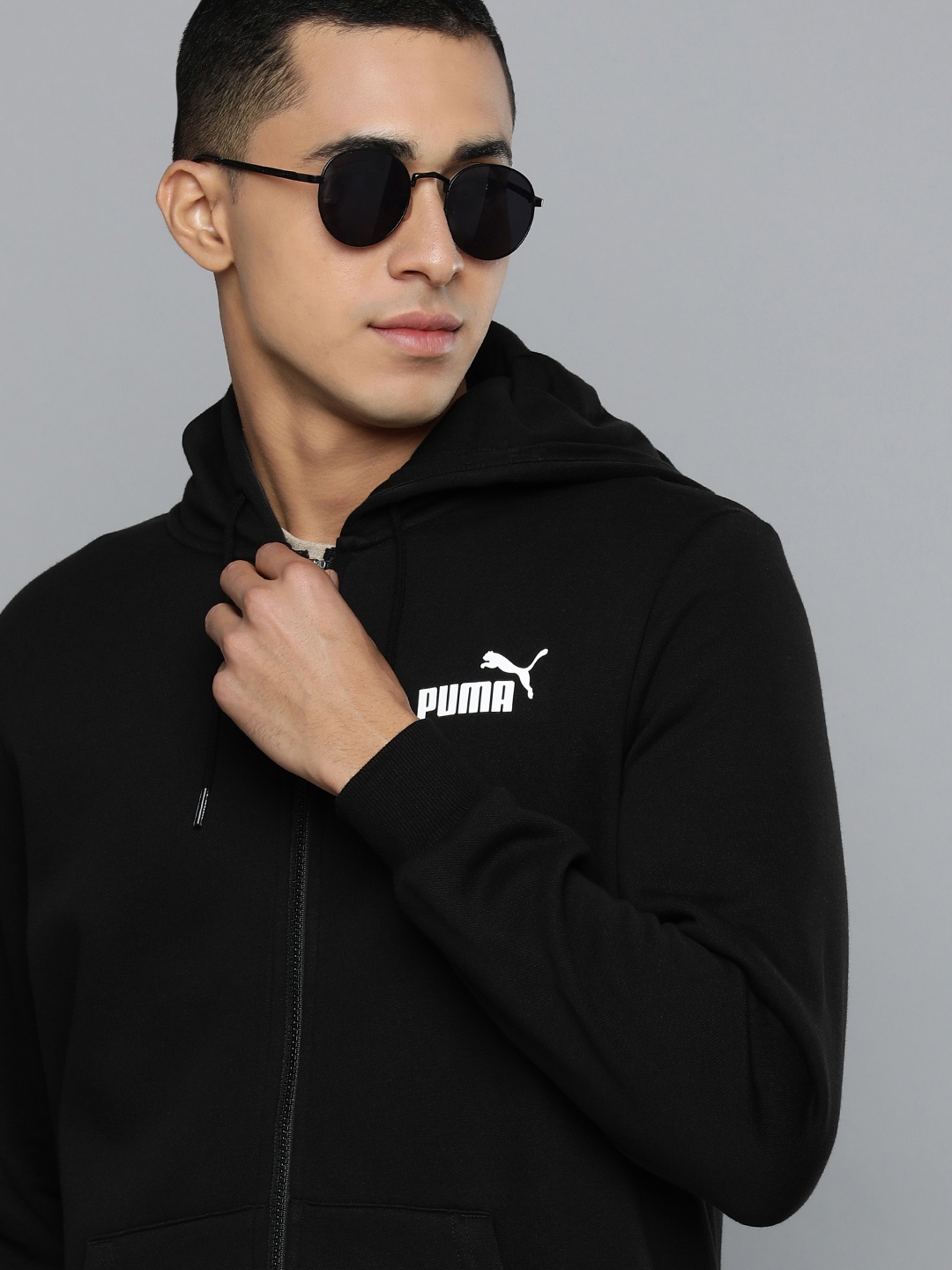 

Puma Men Black Essentials Small Logo Full-Zip Regular Fit Bomber Jacket