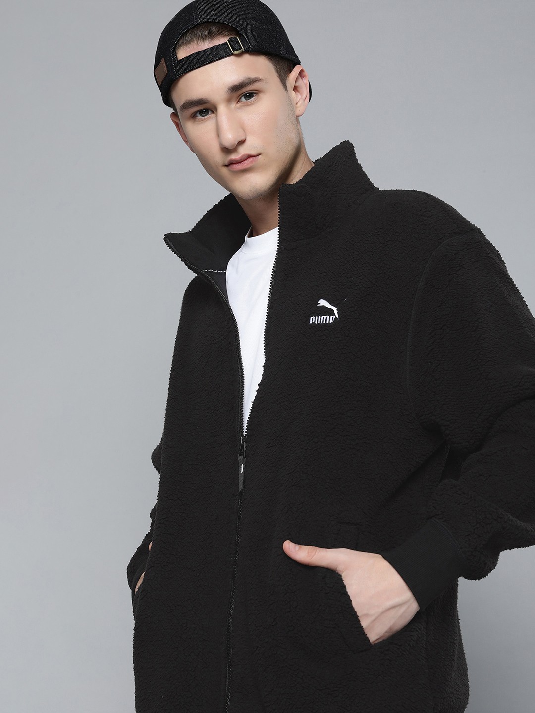 

Puma Men Solid Relaxed Classics Sherpa Relaxed Fit Tailored Jacket, Black