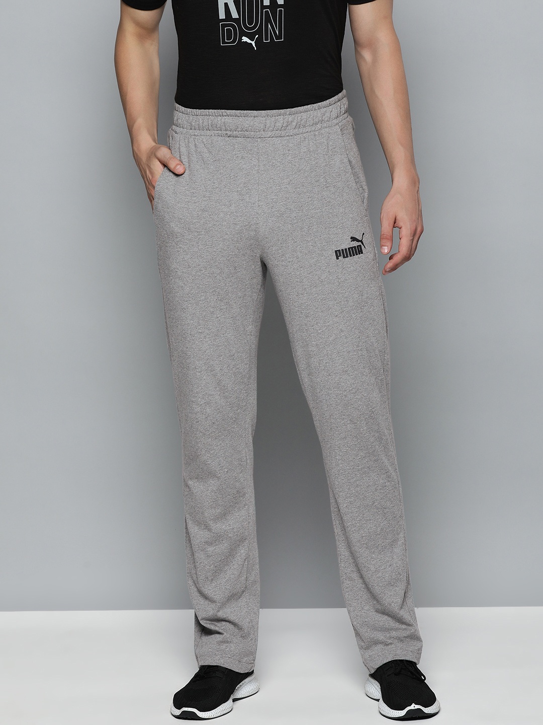 

Puma Men Grey Solid Essential Jersey Track Pants