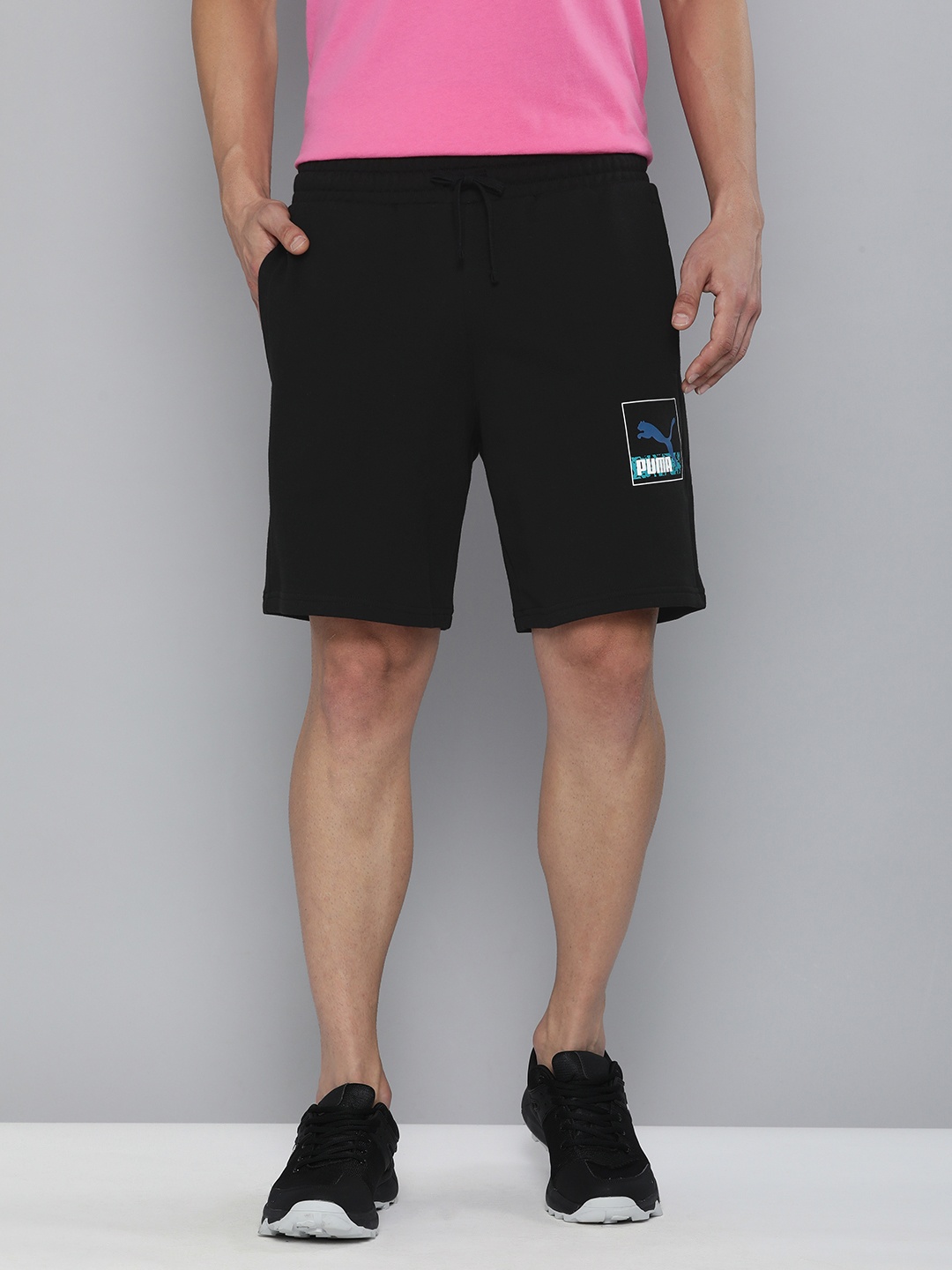 

Puma Men Regular Fit Brand Logo Printed Sports Shorts, Black