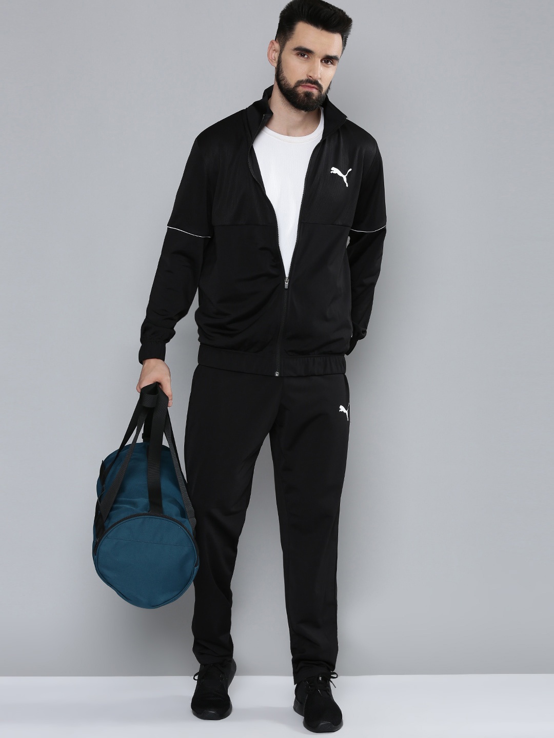

Puma Men Black Regular Fit Solid Poly Tracksuit