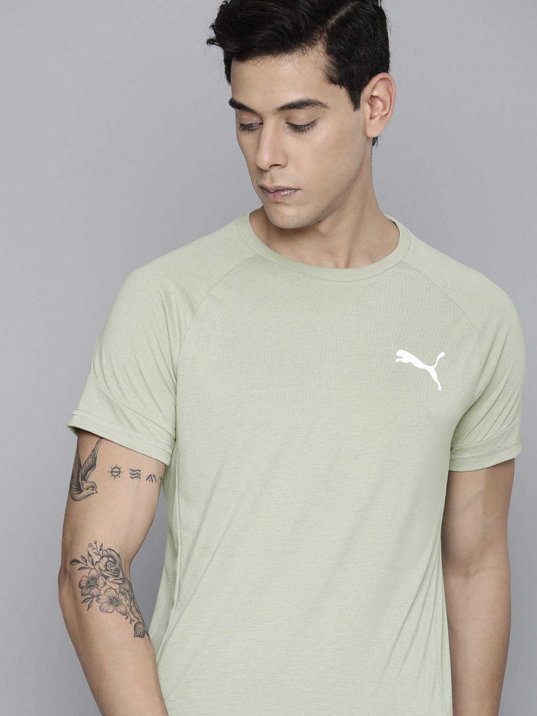 

Puma Men Grey Slim Fit Evostripe T-shirt