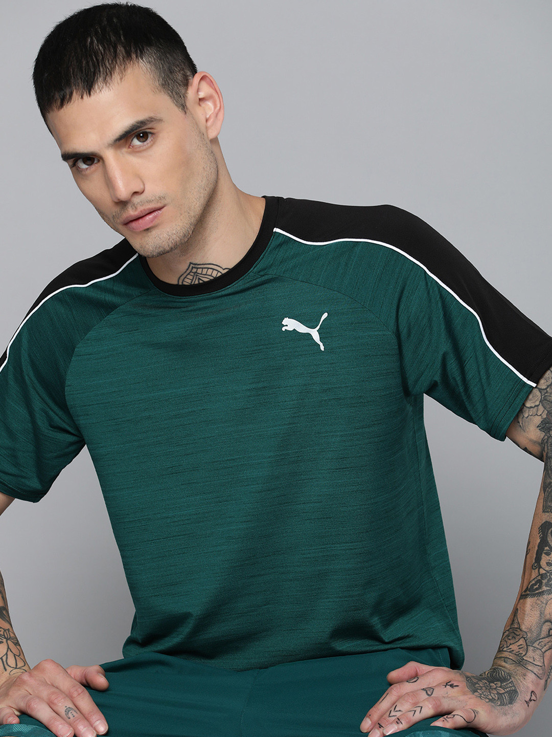 

Puma Men Solid Dry-CELL Training T-shirt, Green