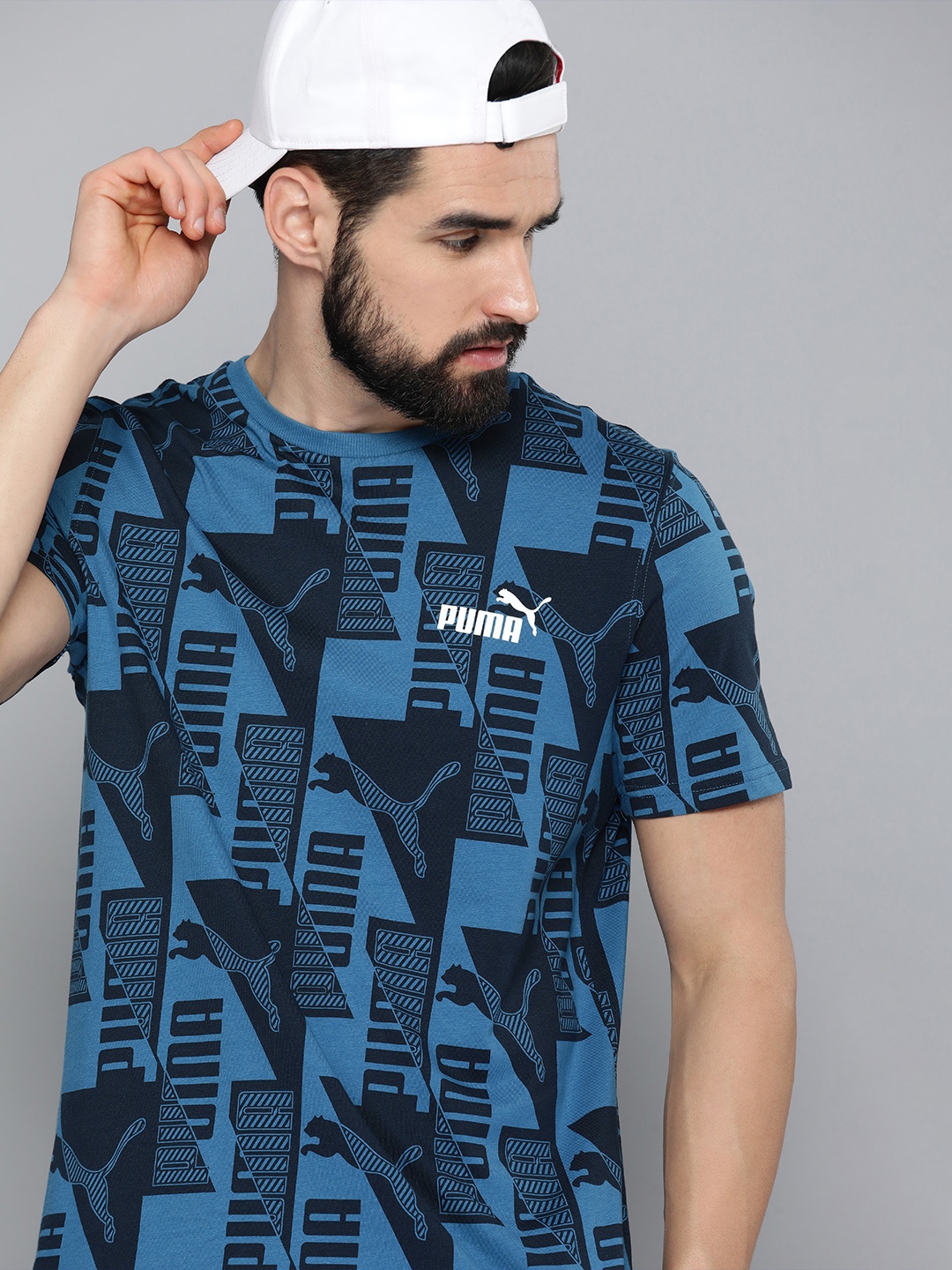 

Puma Men Blue Brand Logo Printed Power Pure Cotton T-shirt