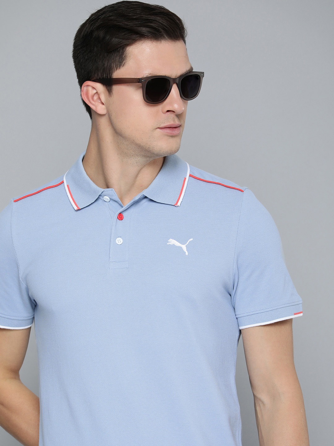 

Puma Men Blue Polo Collar Slim Fit T-shirt