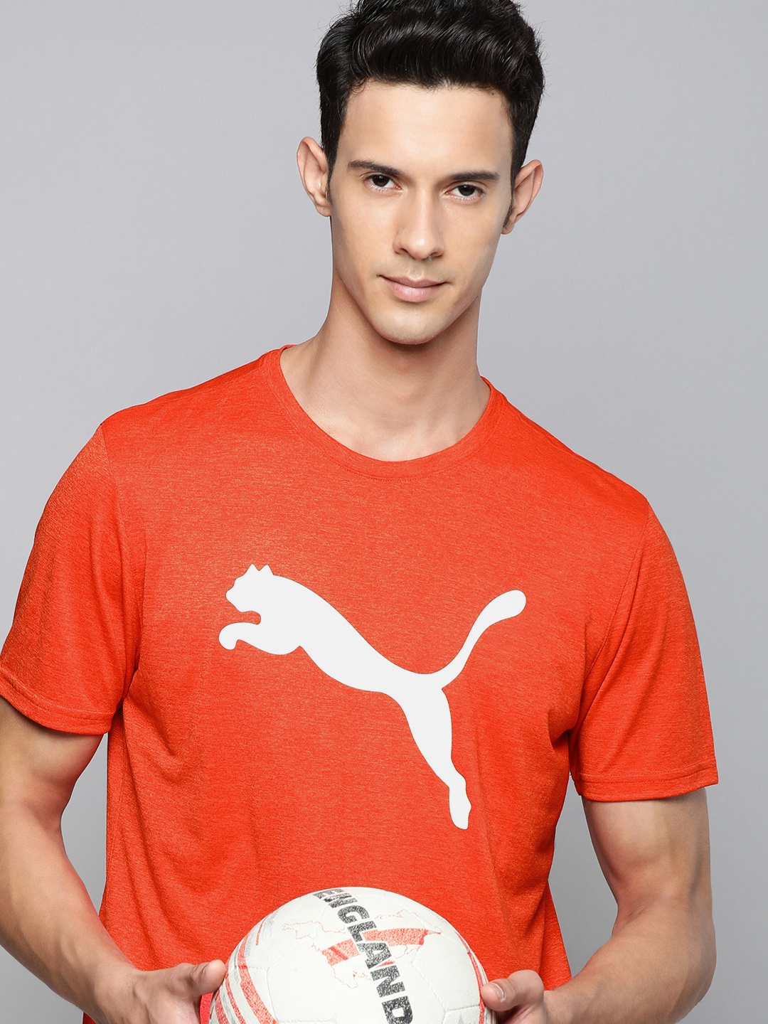 

Puma Men Red Brand Logo Printed DryCell Training T-shirt