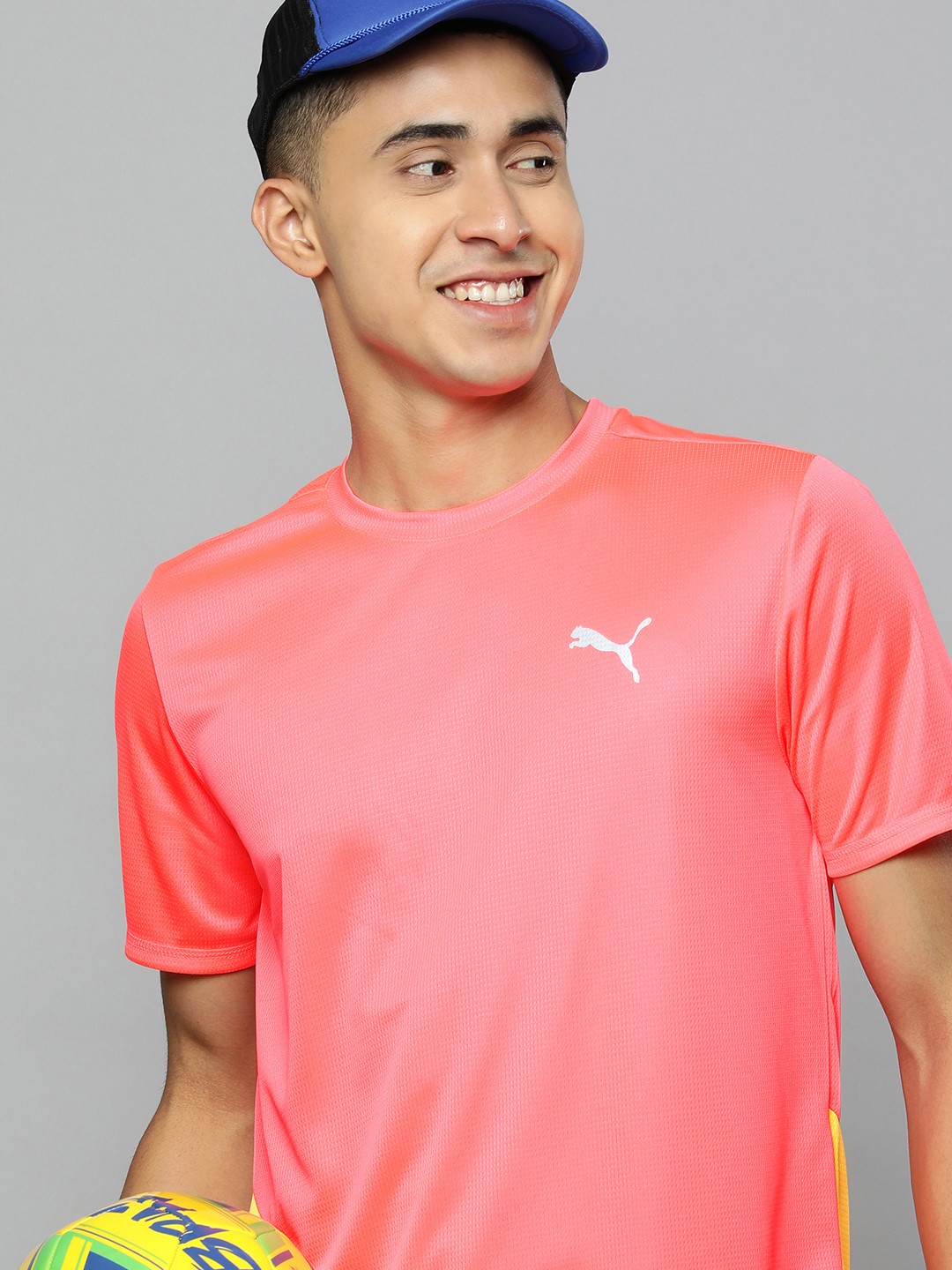

Puma Men Pink Favourite Short Sleeve Running T-shirt