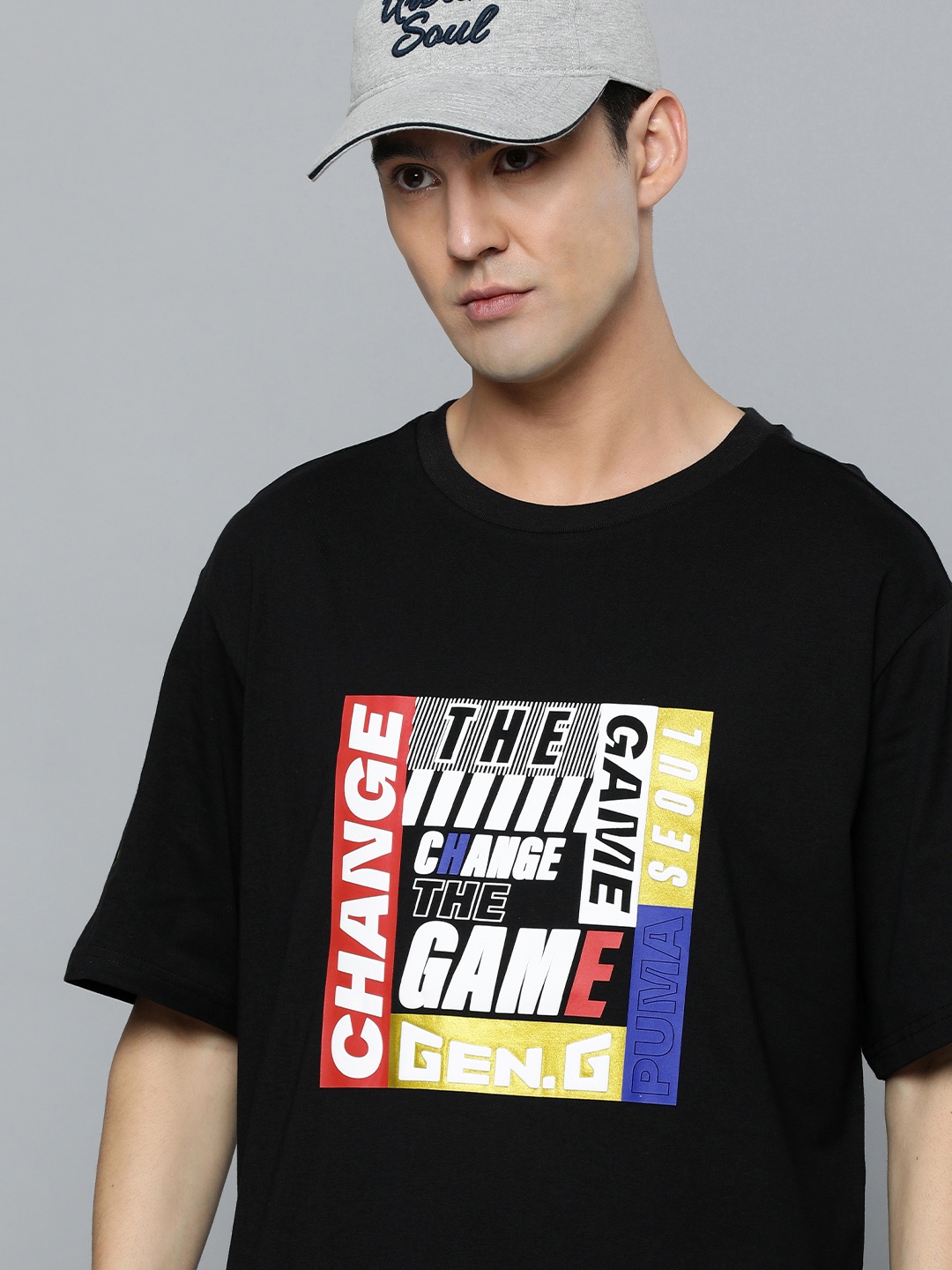 

Puma Men Black Typography Print Gen.G CTG Pure Cotton Relaxed Fit T-Shirt