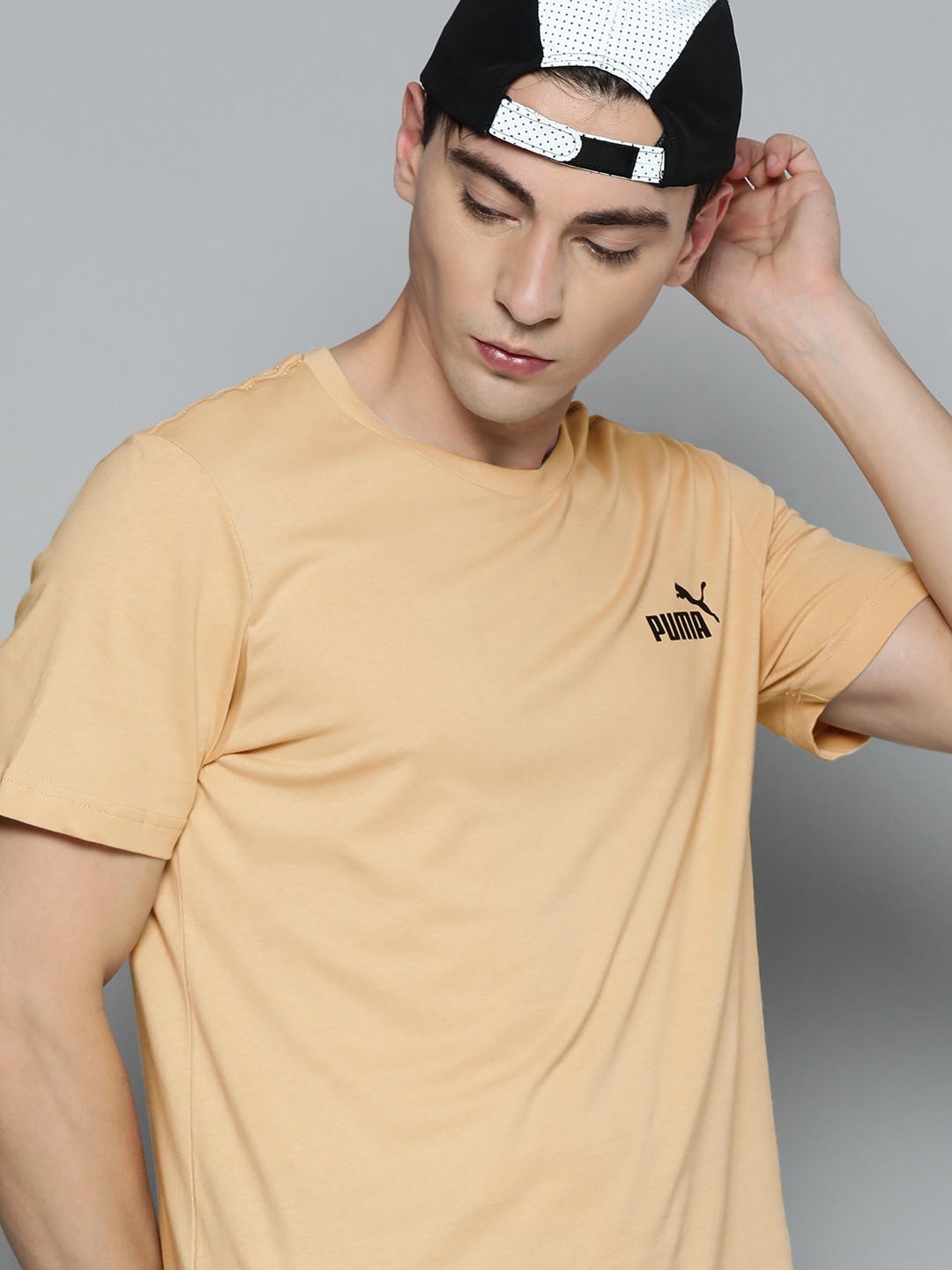 

Puma Men Beige Essentials Small Logo Regular Fit T-shirt