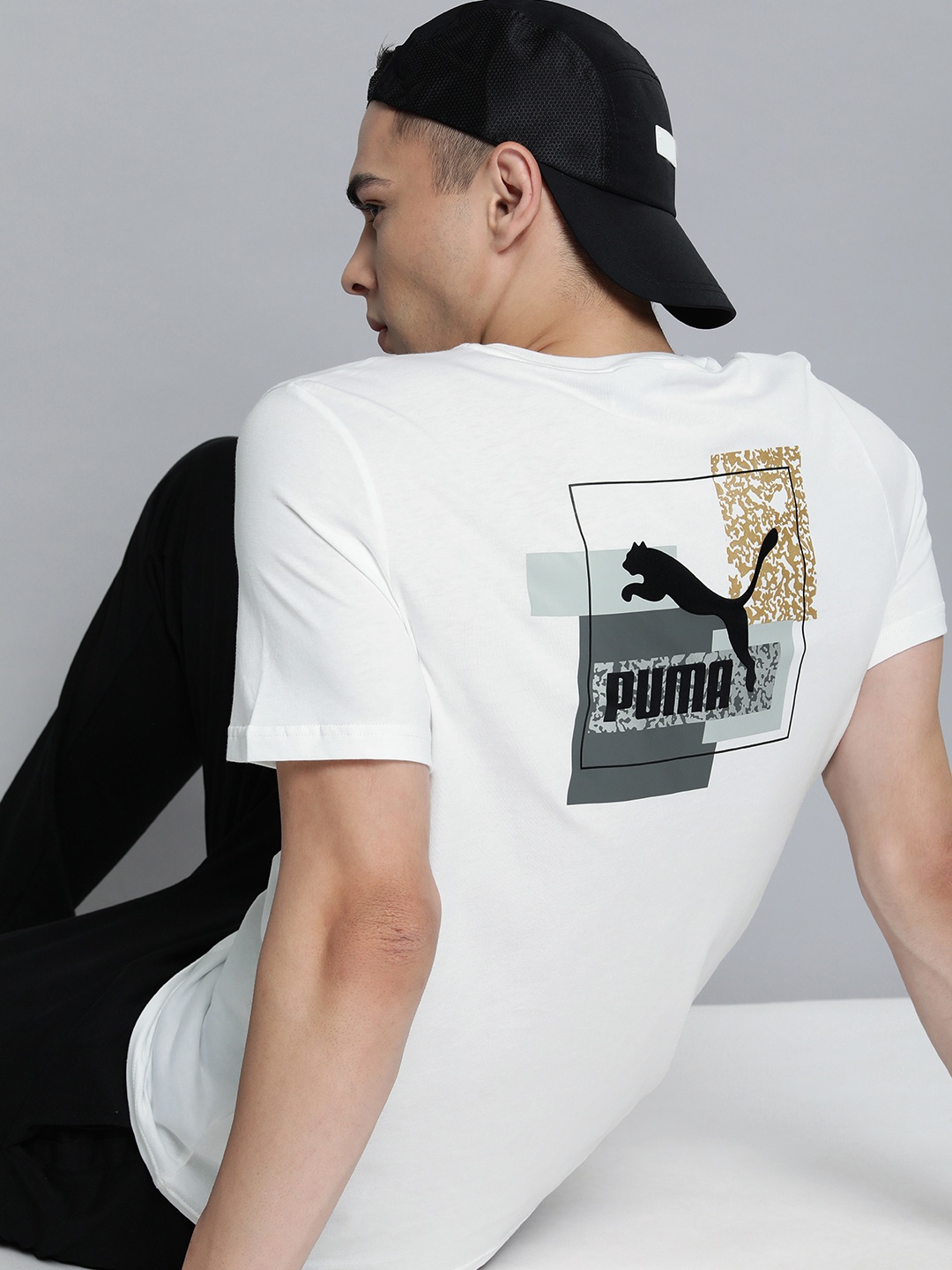 

Puma Men Brand Love Logo Printed Regular Fit Pure Cotton T-Shirt, White