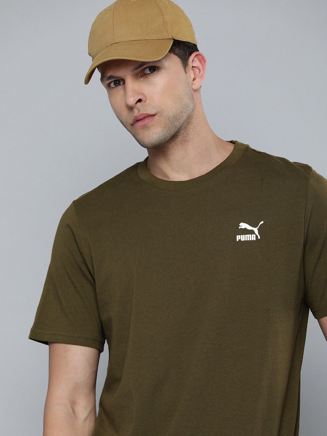 

Puma Men Pure Cotton Classics Small Logo T-shirt, Olive