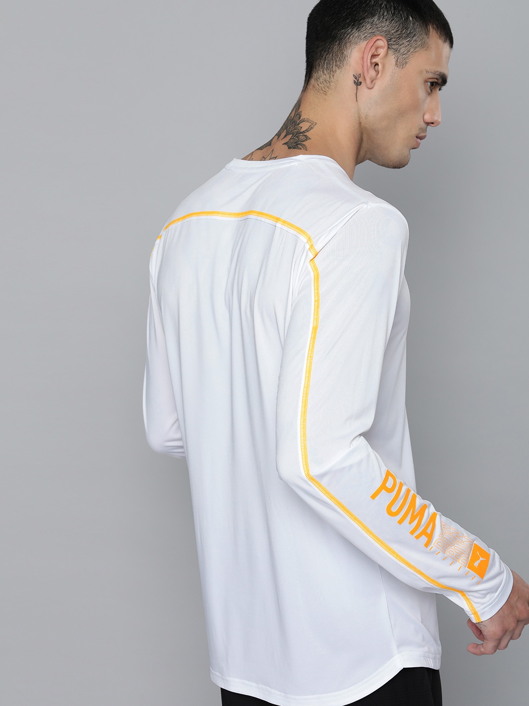 

Puma Men Brand Logo Printed RUN LS dryCELL T-shirt, White