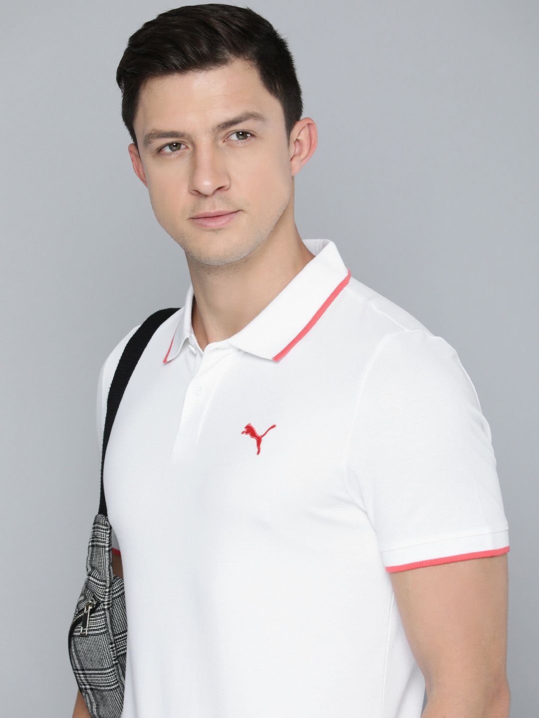 

Puma Men White Polo Collar Slim Fit T-shirt