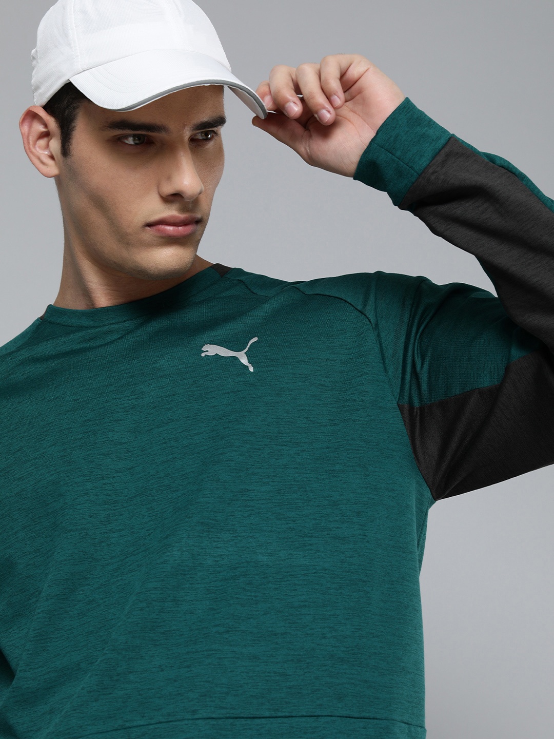 

Puma Men Green Brand Logo Detail Training Moisture Wicking Solid T-shirt