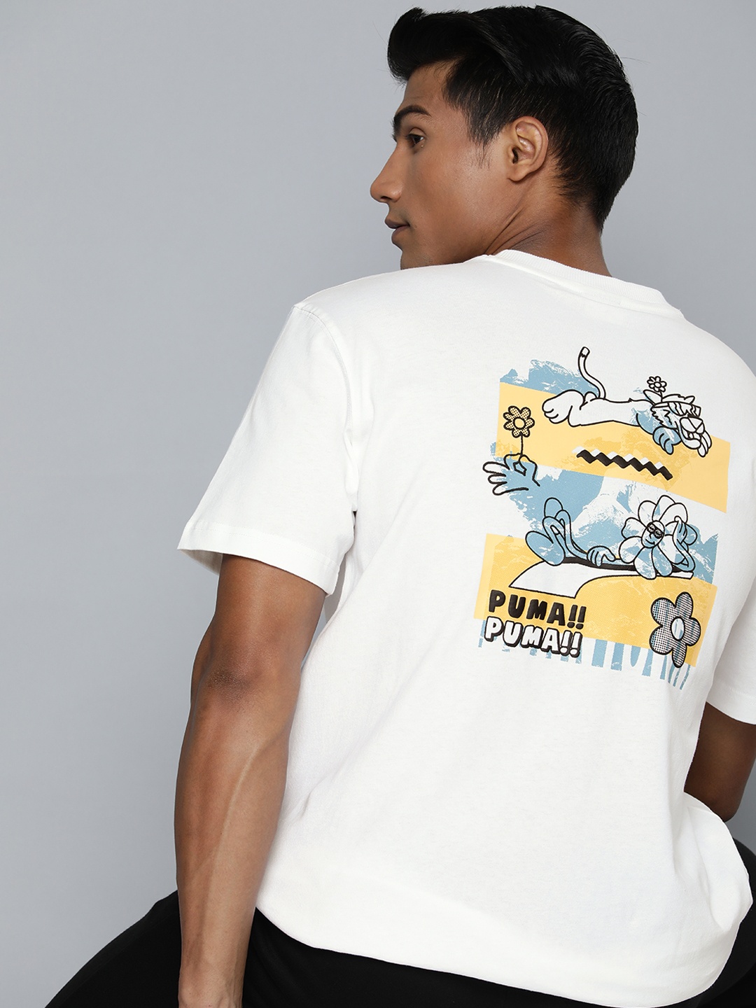 

Puma Men White Graphic Printed Pure Cotton Casual T-shirt
