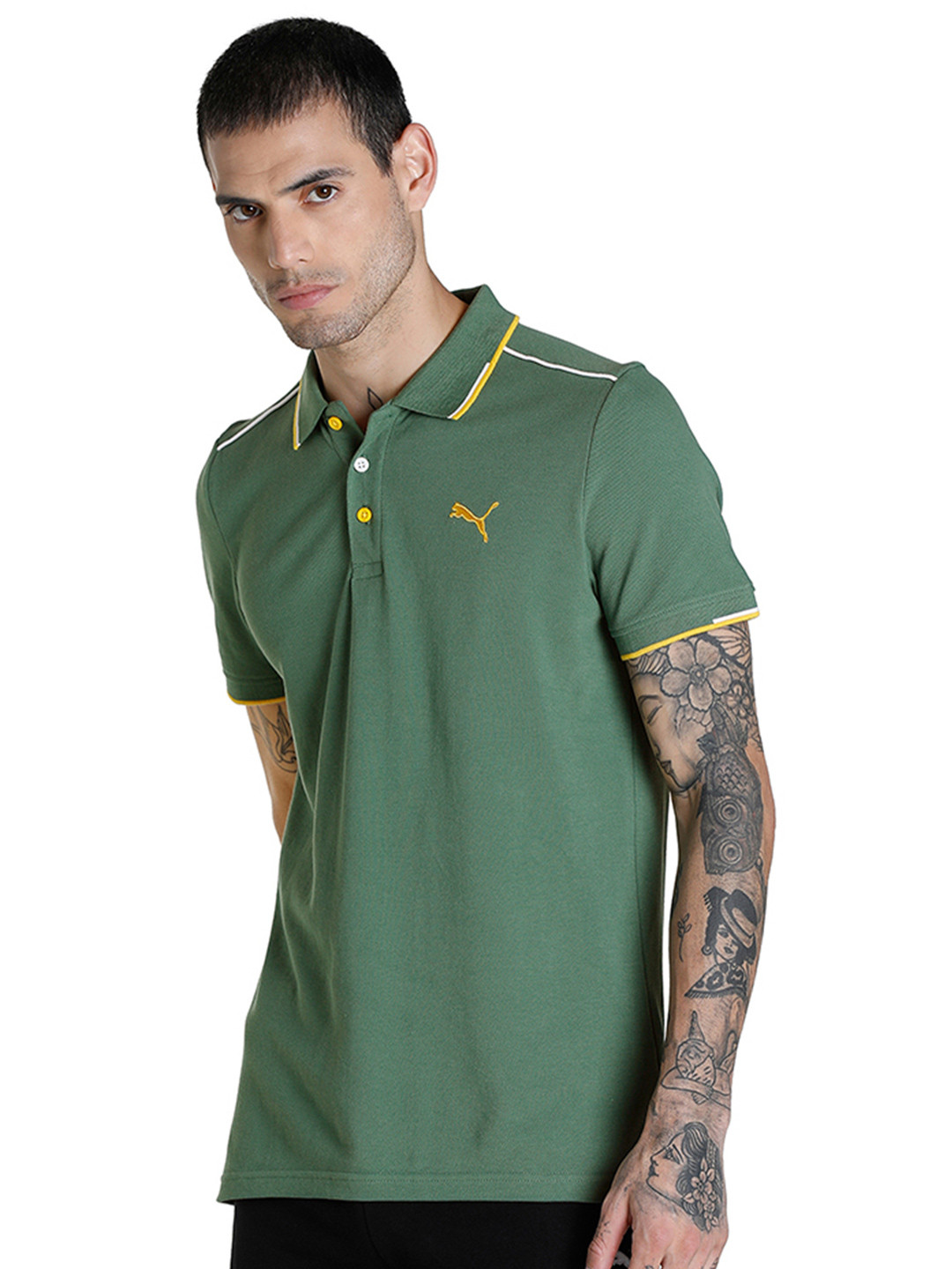 

Puma Men Polo Collar Slim Fit T-shirt, Green