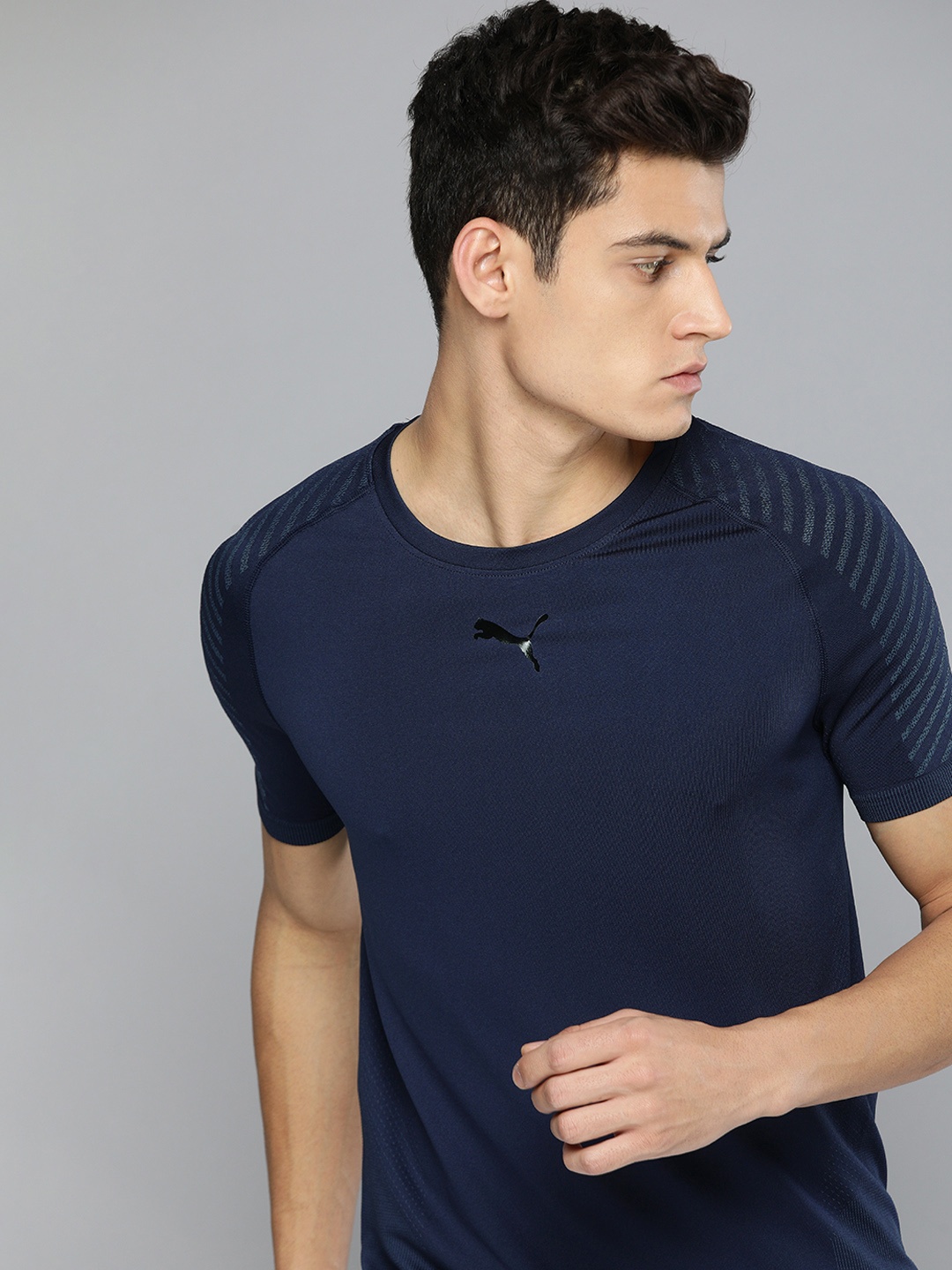 

Puma Men Navy Blue dryCELL Slim Fit Training T-shirt